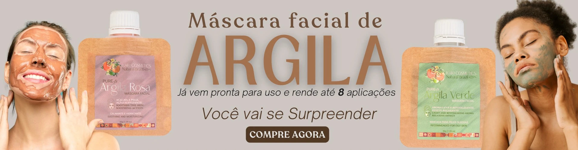 Máscara Facial de Argila Rosa - Kaki Cosmetics